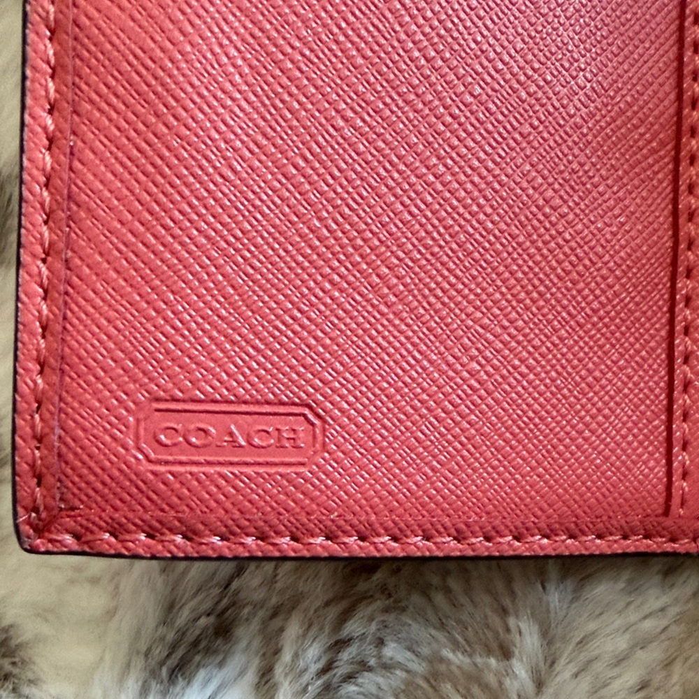 Coach Brown and Coral Patterned Wallet - Picture 2 of 4